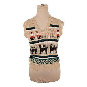 George Vintage Alpaca Cream Colored Sweater Vest Knit Sz s